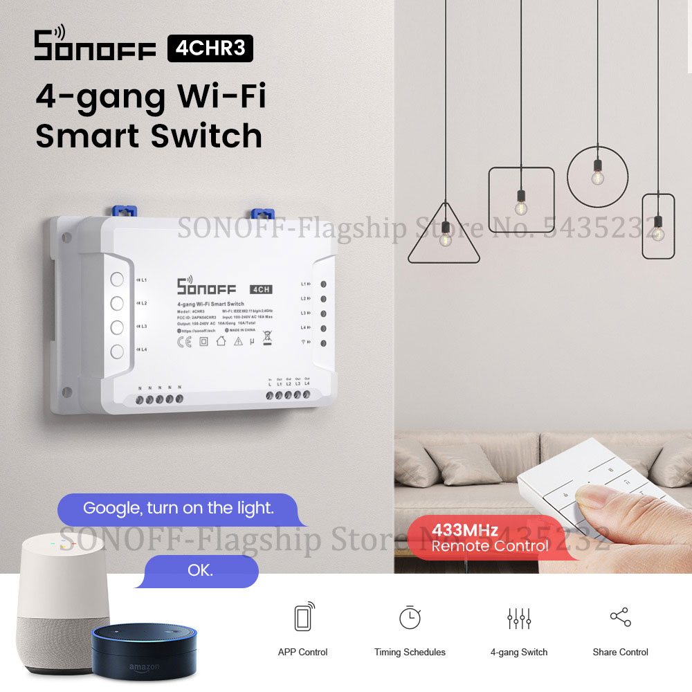 Smart Light Switch Wifi - Itead SONOFF 4CH R3 Wifi Drahtlose
