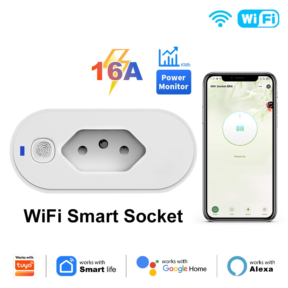 Wifi Smart Plug - Brasilianischer WLAN-Smart-Stecker 16A APP-Fernbedienung Smart Life